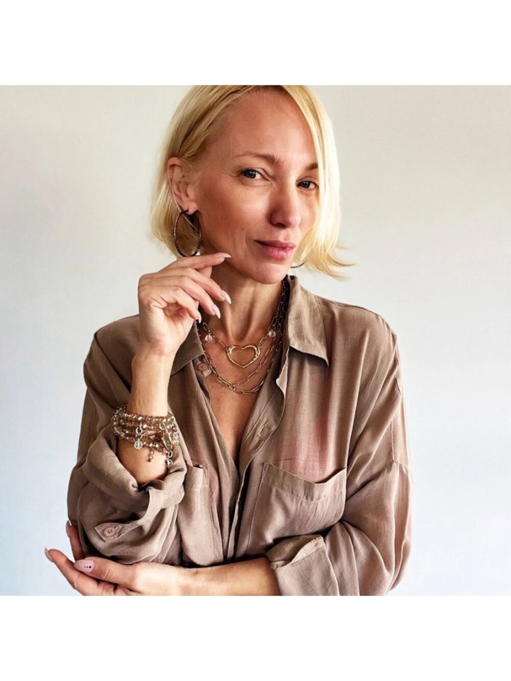Katia Designs Jewelry Silver LOVE Open Heart Layering Necklace
